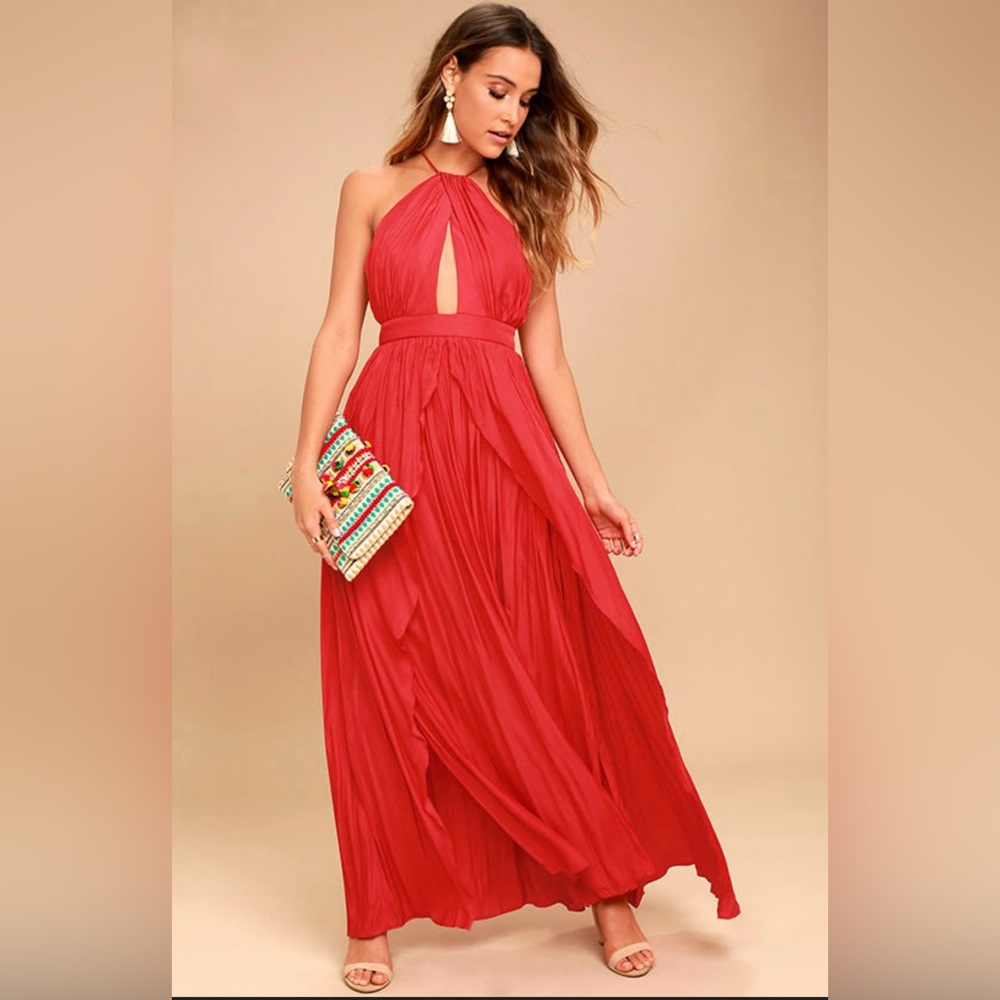Lulus On My Own Red Maxi Dress